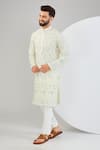 Buy_Kasbah_Ivory Georgette Embroidered Chikankari Floral Sequin Kurta _at_Aza_Fashions