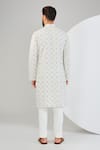 Shop_Kasbah_Ivory Silk Embroidered Chikankari Geometrical Floral Straight Kurta _at_Aza_Fashions