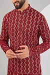 Buy_Kasbah_Red Georgette Embroidered Chikankari Zig-zag Straight Kurta _Online_at_Aza_Fashions