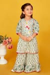 Buy_Maaikid_White Cotton Print Floral Peplum Kurta With Palazzo _at_Aza_Fashions