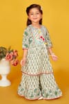 Buy_Maaikid_White Cotton Print Floral Peplum Kurta With Palazzo _Online_at_Aza_Fashions