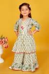 Shop_Maaikid_White Cotton Print Floral Peplum Kurta With Palazzo _Online_at_Aza_Fashions