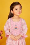 Maaikid_Pink Cotton Print Floral Peplum Kurta With Flared Pant _at_Aza_Fashions