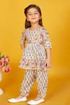 Buy_Maaikid_Red Cotton Print Floral Peplum Kurta With Salwar Pant _Online_at_Aza_Fashions