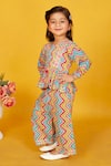 Buy_Maaikid_Pink Cotton Print Line Pleated Kurta With Pant _Online_at_Aza_Fashions