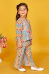 Shop_Maaikid_Pink Cotton Print Line Pleated Kurta With Pant _Online_at_Aza_Fashions