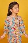 Maaikid_Pink Cotton Print Line Pleated Kurta With Pant _at_Aza_Fashions