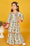 Buy_Maaikid_Black Cotton Print Leaf Tiered Kurta With Sharara _at_Aza_Fashions