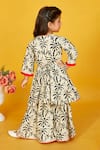 Shop_Maaikid_Black Cotton Print Leaf Tiered Kurta With Sharara _at_Aza_Fashions