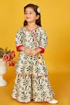 Maaikid_Black Cotton Print Leaf Tiered Kurta With Sharara _Online_at_Aza_Fashions