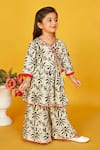 Maaikid_Black Cotton Print Leaf Tiered Kurta With Sharara _at_Aza_Fashions