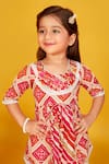 Buy_Maaikid_Red Cotton Print Bandhani Embroidered Peplum Kurta With Sharara 