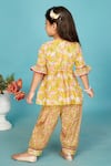 Shop_Maaikid_Yellow Cotton Print Floral Peplum Kurta With Salwar Pant _at_Aza_Fashions