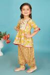 Shop_Maaikid_Yellow Cotton Print Floral Peplum Kurta With Salwar Pant _Online_at_Aza_Fashions