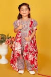 Buy_Maaikid_Red Cotton Print Floral Asymmetric Jacket And Pant Set _at_Aza_Fashions