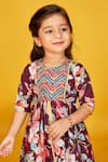 Maaikid_Magenta Cotton Print Floral Embroidered Peplum Kurta With Salwar Pant _at_Aza_Fashions