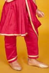 Maaikid_Pink Cotton Embroidery Gota Lace Cowl Draped Kurta With Straight Pant _at_Aza_Fashions