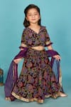 Buy_Maaikid_Purple Velvet Print Floral Lehenga Set _at_Aza_Fashions