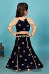 Shop_Maaikid_Blue Velvet Embroidery Floral Kalidar Lehenga Set _at_Aza_Fashions