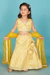 Maaikid_Yellow Banarasi Silk Embroidery Mirror Lehenga Set _Online_at_Aza_Fashions