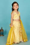 Shop_Maaikid_Yellow Banarasi Silk Embroidery Mirror Lehenga Set _Online_at_Aza_Fashions