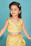 Maaikid_Yellow Banarasi Silk Embroidery Mirror Lehenga Set _at_Aza_Fashions