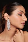 Vivinia By Vidhi Mehra_Silver Plated Zari Zircon Embellished Dangler Earrings _Online_at_Aza_Fashions