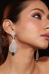 Buy_Vivinia By Vidhi Mehra_Silver Plated Zari, Stones Zircon Studded Dangler Earrings _Online_at_Aza_Fashions