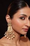 Vivinia By Vidhi Mehra_Gold Plated Pearls Floral Carved Kundan Embellished Earrings _Online_at_Aza_Fashions
