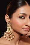 Buy_Vivinia By Vidhi Mehra_Gold Plated Pearls Floral Carved Kundan Embellished Earrings _Online_at_Aza_Fashions
