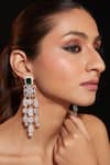 Vivinia By Vidhi Mehra_Silver Plated Zari Floral Droplet Embellished Earrings _Online_at_Aza_Fashions