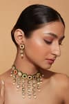 Buy_VIVINIA by Vidhi Mehra_Multi Color Stone Floret Embellished Necklace Set _at_Aza_Fashions