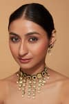 Shop_VIVINIA by Vidhi Mehra_Multi Color Stone Floret Embellished Necklace Set _at_Aza_Fashions
