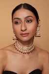 Buy_Vivinia By Vidhi Mehra_Red Pearls, Beads, Piping Kundan Embellished Floral Choker Set _at_Aza_Fashions