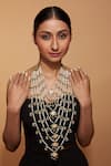 Vivinia By Vidhi Mehra_Green Kundan Studded Floral Multi-layer Necklace _Online_at_Aza_Fashions