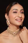 Buy_Vivinia By Vidhi Mehra_Gold Plated Pearls Kundan Embellished Floral Vine Choker Set _at_Aza_Fashions