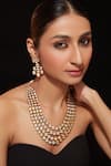 Buy_VIVINIA by Vidhi Mehra_Gold Plated Kundan Embellished Multi-layer Necklace Set _at_Aza_Fashions
