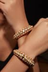 Shop_VIVINIA by Vidhi Mehra_Gold Plated Kundan Polki Studded Bangle - Set Of 2 _at_Aza_Fashions