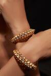 VIVINIA by Vidhi Mehra_Gold Plated Kundan Polki Studded Bangle - Set Of 2 _Online_at_Aza_Fashions