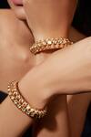 Buy_VIVINIA by Vidhi Mehra_Gold Plated Kundan Polki Studded Bangle - Set Of 2 _Online_at_Aza_Fashions