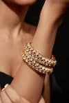 Shop_VIVINIA by Vidhi Mehra_Gold Plated Kundan Polki Studded Bangle - Set Of 2 _Online_at_Aza_Fashions