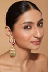 Shop_VIVINIA by Vidhi Mehra_Gold Plated Stone Embellished Earrings _at_Aza_Fashions