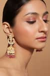 Buy_VIVINIA by Vidhi Mehra_Pink Kundan Polki Studded Jhumkas _at_Aza_Fashions