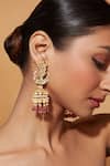 Shop_VIVINIA by Vidhi Mehra_Pink Kundan Polki Studded Jhumkas _at_Aza_Fashions