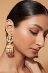 VIVINIA by Vidhi Mehra_Pink Kundan Polki Studded Jhumkas _Online_at_Aza_Fashions