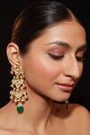 Shop_VIVINIA by Vidhi Mehra_Gold Plated Kundan Studded Earrings _Online_at_Aza_Fashions