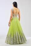 Shop_Rabani & Rakha_Green Georgette Embroidered Sequin Sweetheart Naida Floral Thread Lehenga Set _at_Aza_Fashions