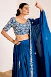 Suruchi Parakh_Blue Georgette Embroidery Sequin Cutwork Floral Placement Lehenga Set _at_Aza_Fashions