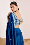 Buy_Suruchi Parakh_Blue Georgette Embroidery Sequin Cutwork Floral Placement Lehenga Set 