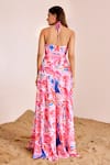 Shop_Suruchi Parakh_Multi Color Satin Silk Print Abstract Halter Neck Maxi Dress _at_Aza_Fashions